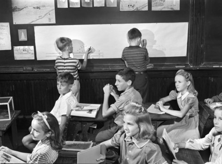 Young students in classroom, Siloam, Greene County, Georgia, USA, Jack Delano, U.S. Farm Security