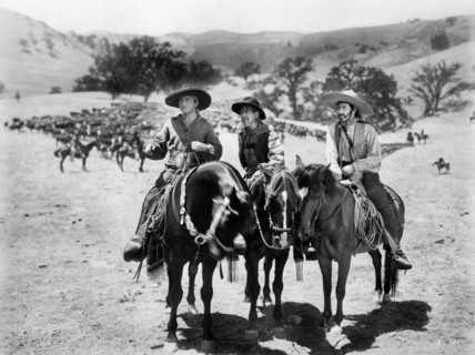 Richard Barthelmess (left), on-set of the western film, "The Lash", First National Pictures, Warner