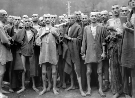 Starved prisoners nearly dead from hunger in concentration camp, which was reputedly used for
