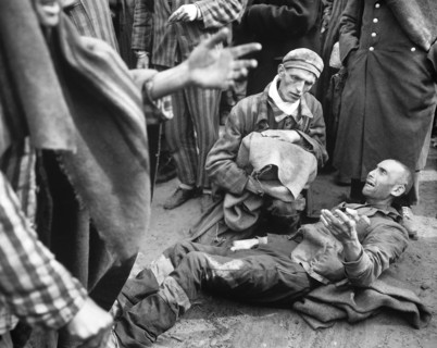 Prisoners from Wobbelin concentration camp found by U.S. Ninth Army Division, waiting to taken to
