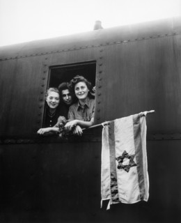 Three Jewish children are on their way to Palestine after having been released from Buchenwald