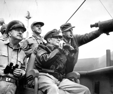 U.S. Brigadier General Courtney Whitney; U.S. General Douglas MacArthur, Commander in Chief of U.N.