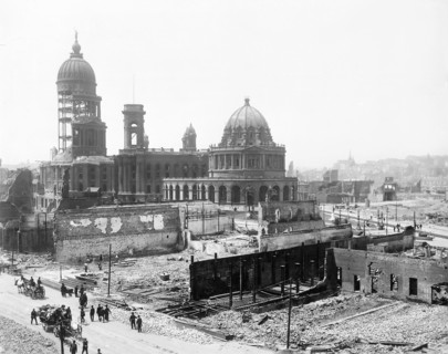 City Hall, Hall of Records and surrounding area near junction of Leavenworth and McAllister Streets