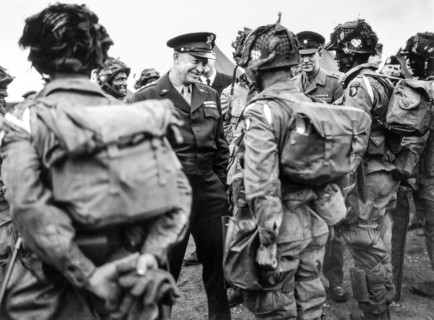 U.S. General Dwight D. Eisenhower giving order of the day, "Full victory, nothing less" to