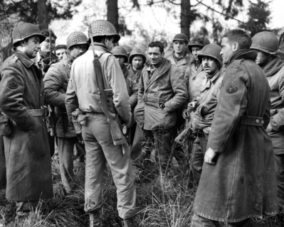 American soldiers from 28th Division Band and Quartermaster Company, who fought Germans in Wilts,