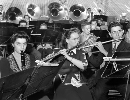 Musicians at Blitz Scout meeting, Detroit, Michigan, USA, Arthur S. Siegel, U.S. Office of War