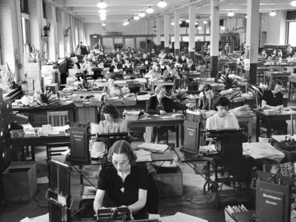 General view of office staff at W. Atlee Burpee Company, seed dealers, Philadelphia, Pennsylvania,
