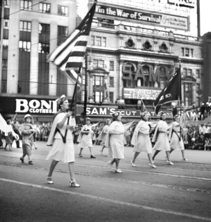 Women workers marching in Labor Day Parade, Detroit, Michigan, USA, Arthur S. Siegel, U.S. Office