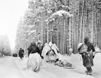 American troops of 1st Battalion, Company C., 325th Glider Regiment, 82nd Airborne Division.