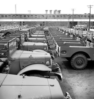 Rows of Dodge Army trucks, Chrysler Corporation Dodge truck plant, Detroit, Michigan, USA, Arthur S