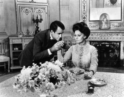 Ian Bannen, Sophia Loren, on-set of the film, "The Voyage", Italian title: Il Viaggio,  Interfilm,
