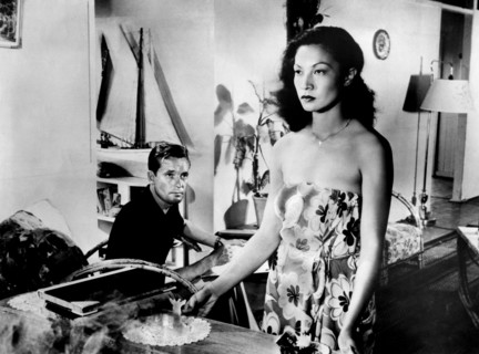 Charles "Bud" Tingwell, Frances Chin Soon, on-set of the film, "King Of The Coral Sea", Allied