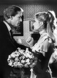 Ted Shackelford, Joan Van Ark, on-set of the TV Series, "Knots Landing", CBS-TV, 1985