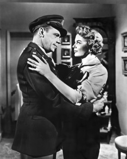 Tom Ewell, Sheree North, on-set of the film, "The Lieutenant Wore Skirts", 20th Century-Fox, 1956
