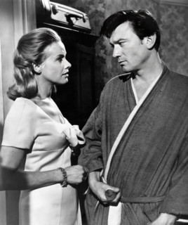 Honor Blackman, Laurence Harvey, on-set of the film, "life At The Top", Columbia Pictures, 1965