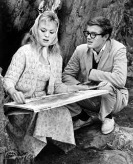 Jean Seberg, Peter Fonda, on-set of the film, "Lilith", Columbia Pictures, 1964