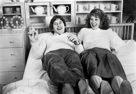Tim Matheson, Kate Capshaw, on-set of the film, "A Little Sex", Universal Pictures, 1982