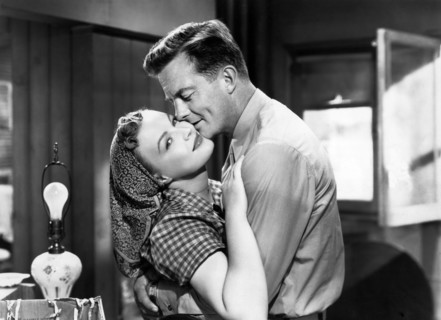June Haver, William Lundigan, on-set of the film, "Love Nest", 20th Century-Fox, 1951
