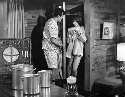 Rock Hudson, Paula Prentiss, on-set of the film, "Man's Favorite Sport?", Universal Pictures, 1964