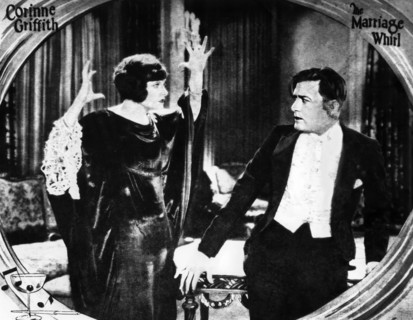 Corinne Griffith, Kenneth Harlan, on-set of the silent film, "The Marriage Whirl", First National