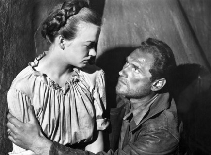 Osa Massen, Herbert Rudley, on-set of the film, "The Master Race", RKO Radio Pictures, 1944