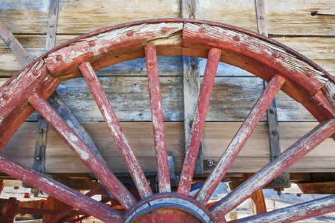 Old wood wagon wheel detail