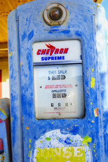 Weathered blue gasoline pump