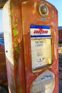 Weathered red gasoline pump
