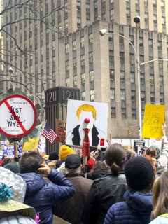 Crowd of protestors against U.S. President Donald Trump outside Fox News, New York City, New York,