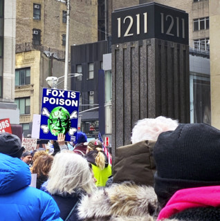 Crowd of protestors against U.S. President Donald Trump outside Fox News, New York City, New York,