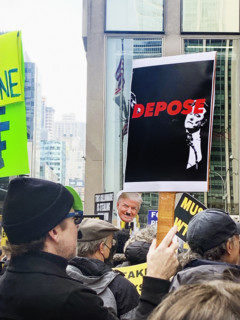 Crowd of protestors against U.S. President Donald Trump outside Fox News, New York City, New York,
