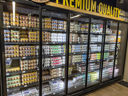 Eggs display in grocery store