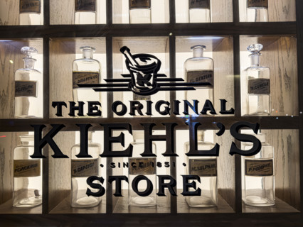 Kiehl's flagship store, glass bottles on display, 109 Third Avenue, New York City, New York, USA