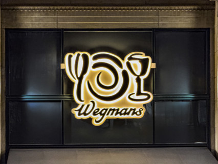 Wegman's, store logo on building exterior, New York City, New York, USA