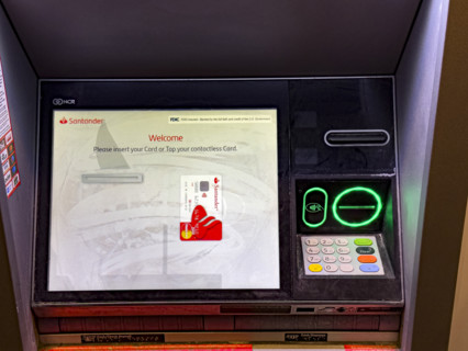 Santander retail bank, ATM machine, New York City, New York, USA