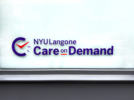NYU Langone Care on Demand, building exterior detail of company sign, New York City, New York, USA