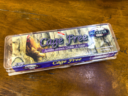 Carton of expensive Cage Free eggs