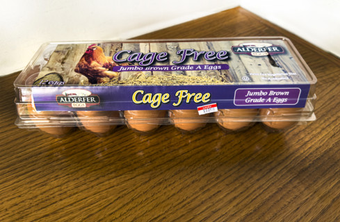 Carton of expensive Cage Free eggs