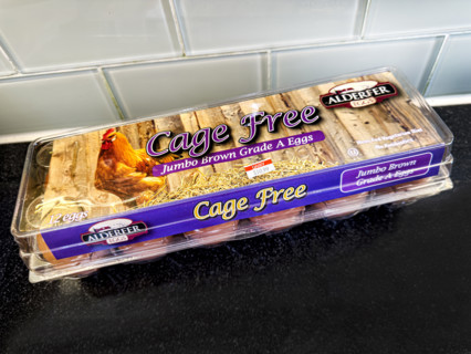 Carton of expensive Cage Free eggs