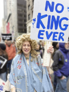 Demonstrators participating in "Hands Off" National Day of Action Protest, New York City, New York,