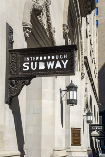 Interborough Subway Sign, New York Life Building exterior, New York City, New York, USA