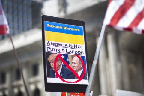 Demonstrators participating in "Our City, Our Fight: Protect Migrants, Protect the Planet" protest,
