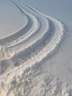 Tire tracks in snow