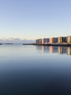 Seaside apartment buildings, Hafnarfjordur, Iceland
