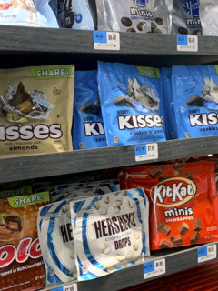 Selection of chocolate candy in grocery store