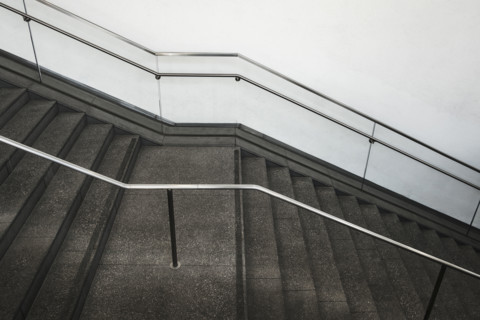 Empty staircase inside commercial building