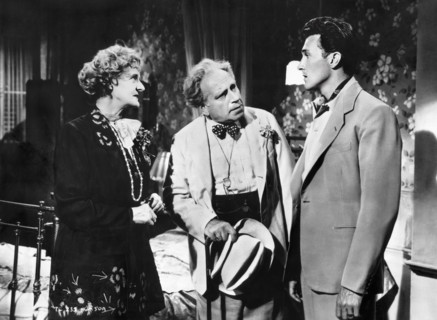 Mary Merrall, Martin Miller, Terence Morgan, on-set of the anthology film, "Encore",  segment: