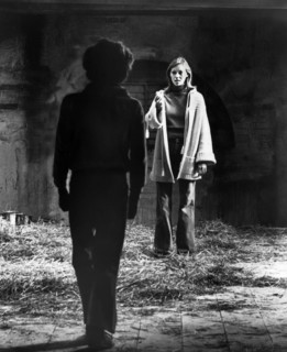 Peter Firth, Jenny Agutter, on-set of the film, "Equus", United Artists, 1977