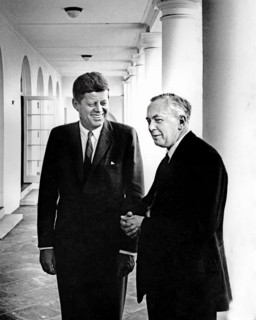 U.S. President John F. Kennedy meeting with Leader of the Labour Party of Great Britain, Harold