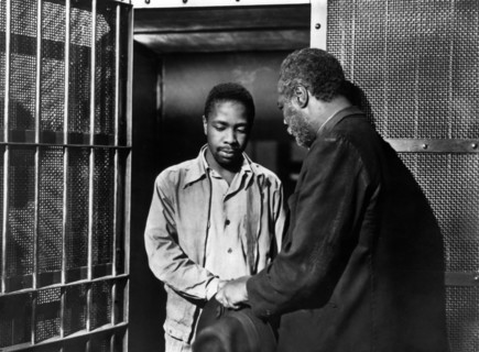 Canada Lee (right), Lionel Ngakane (left), on-set of the film, "Cry, The Beloved Country", United